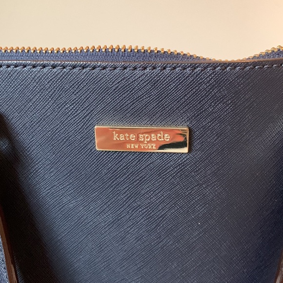 Beautiful Navy Blue Kate Spade ♠️ Crosshatch Satchel - Picture 3 of 10